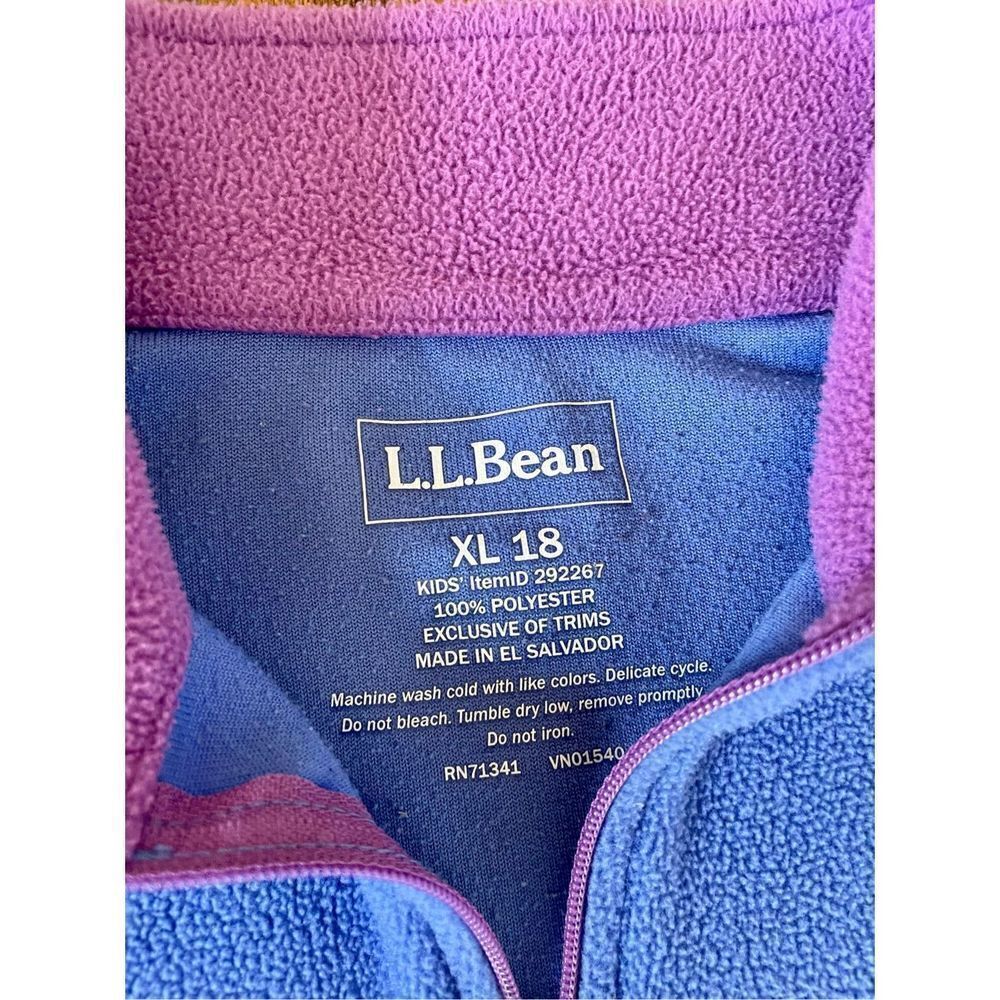 L.l. Bean girls xl colorblock purple quarter zip fleece - Picture 5 of 6